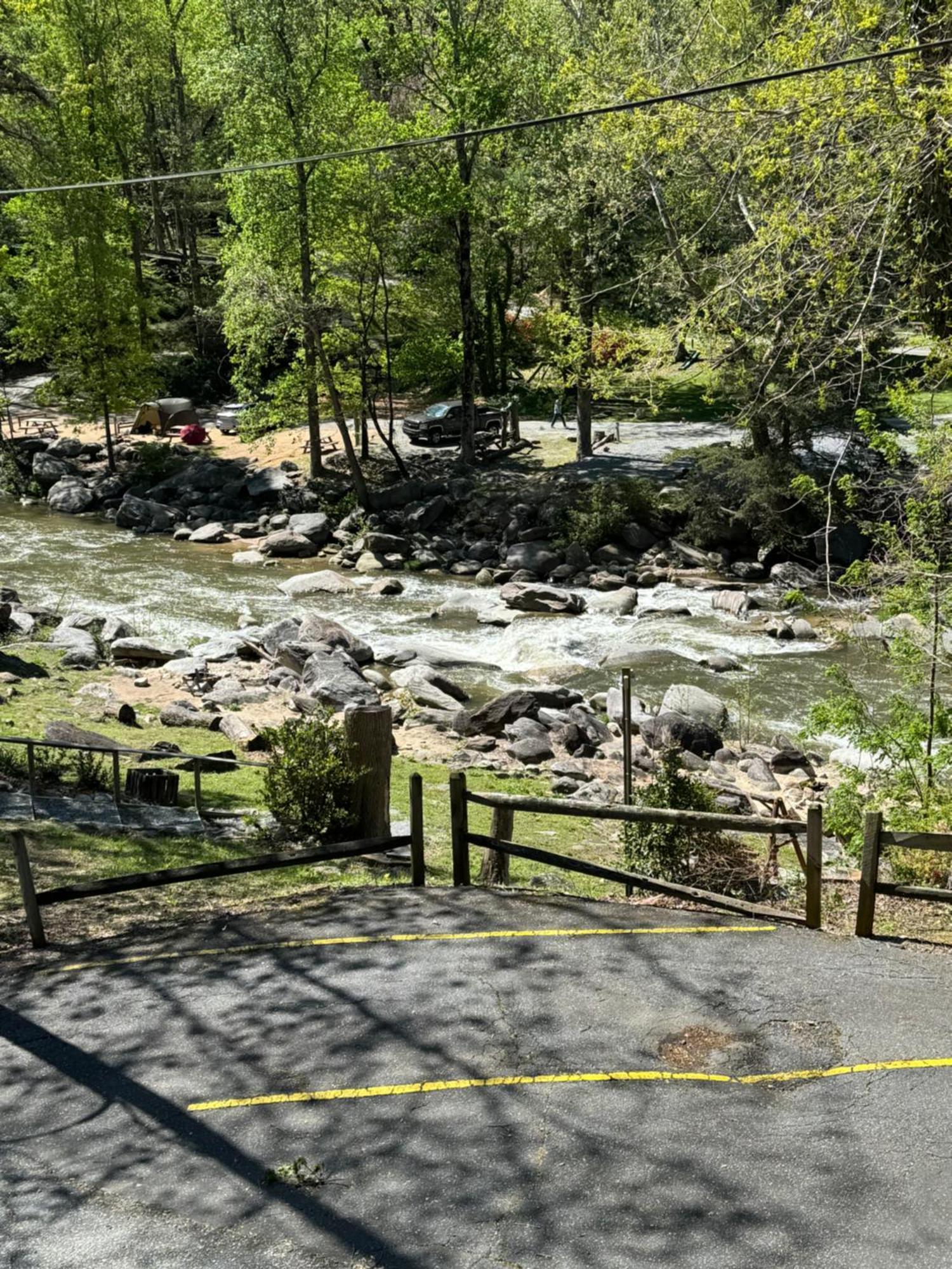 The Evening Shade River And Hotel Chimney Rock